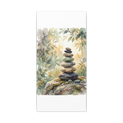 Golden Hour River Stones Canvas Art - Japandi Mono No Aware
