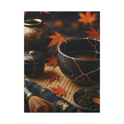 Seijaku Tea Ceremony Canvas Art - Kintsugi Gold Repair