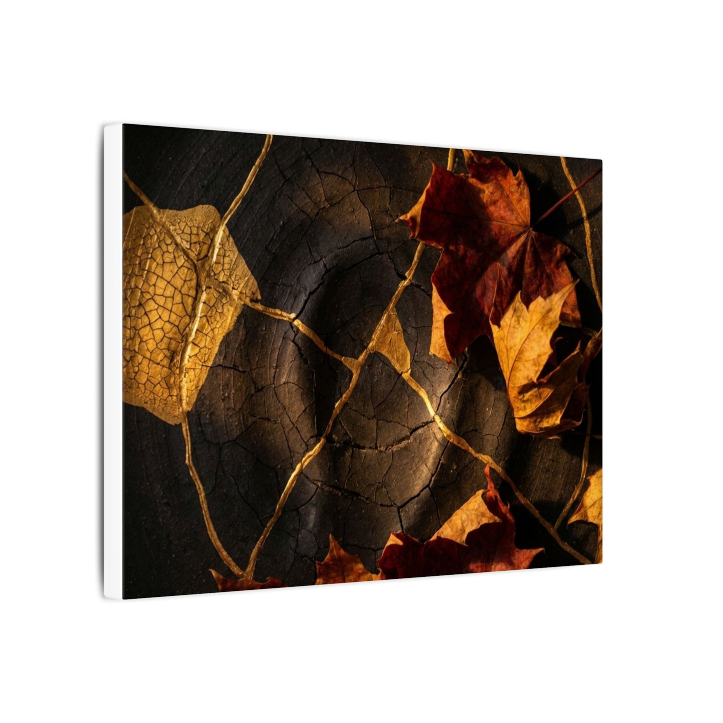 Resilient Shadow Play Canvas Art - Crackle Gold Kintsugi