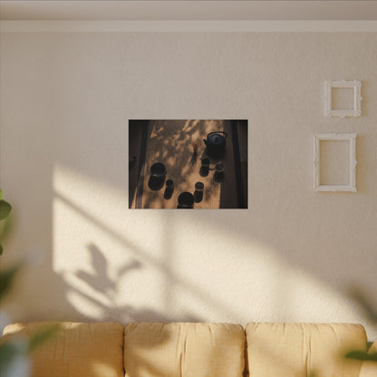 Shibui Tea Ceremony Canvas Art - Dark Japandi Shadow Zen