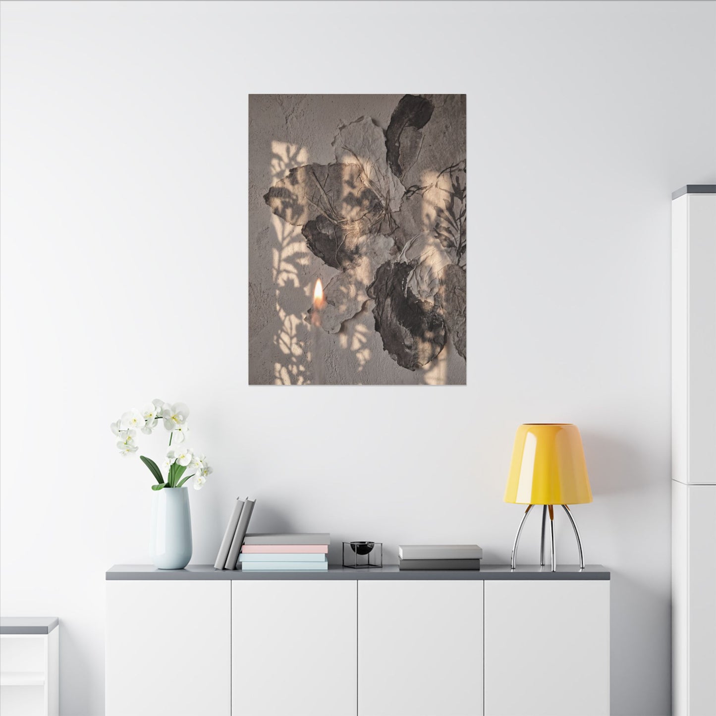 Shadow Play Summer Canvas Art | Japandi Elegant Design