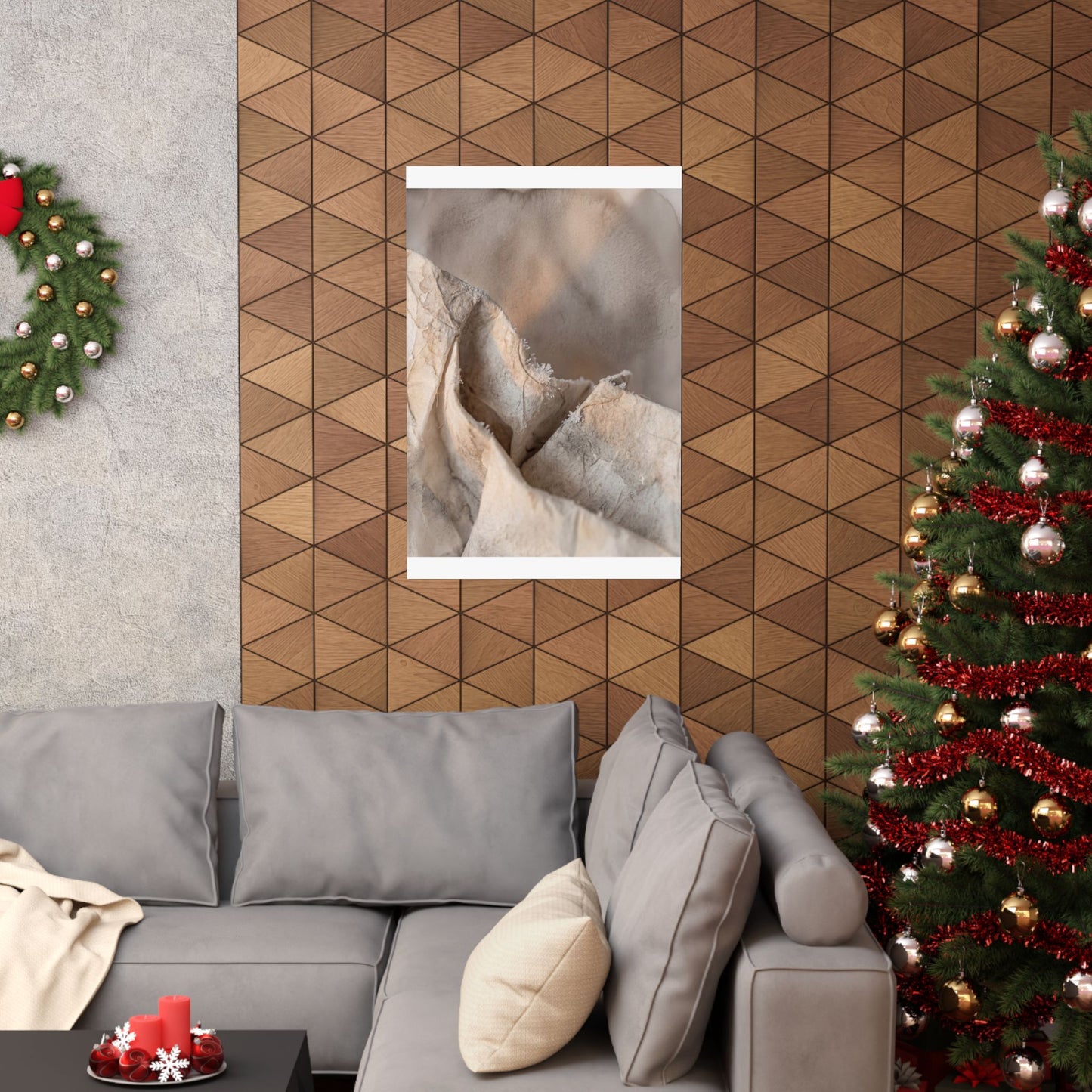 Winter Paper Fold Watercolor Wall Art Print | Elegant Decor