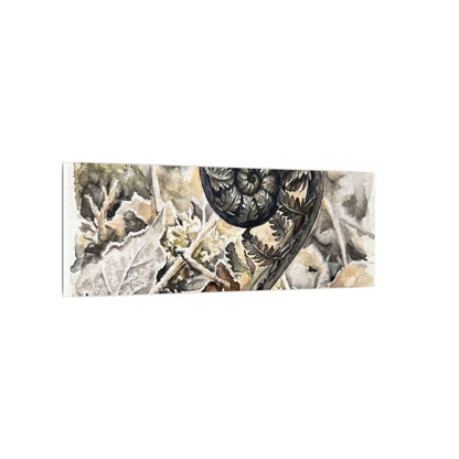 Japandi Fern Unfurling in Golden Hour | Watercolor Canvas Art