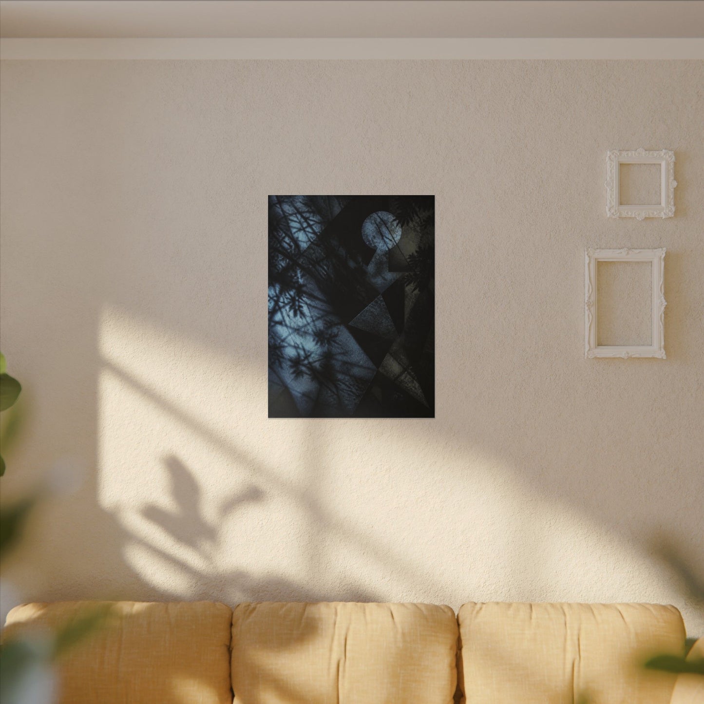 Shadow Play Winter Canvas Art | Dark Japandi Luxurious Design