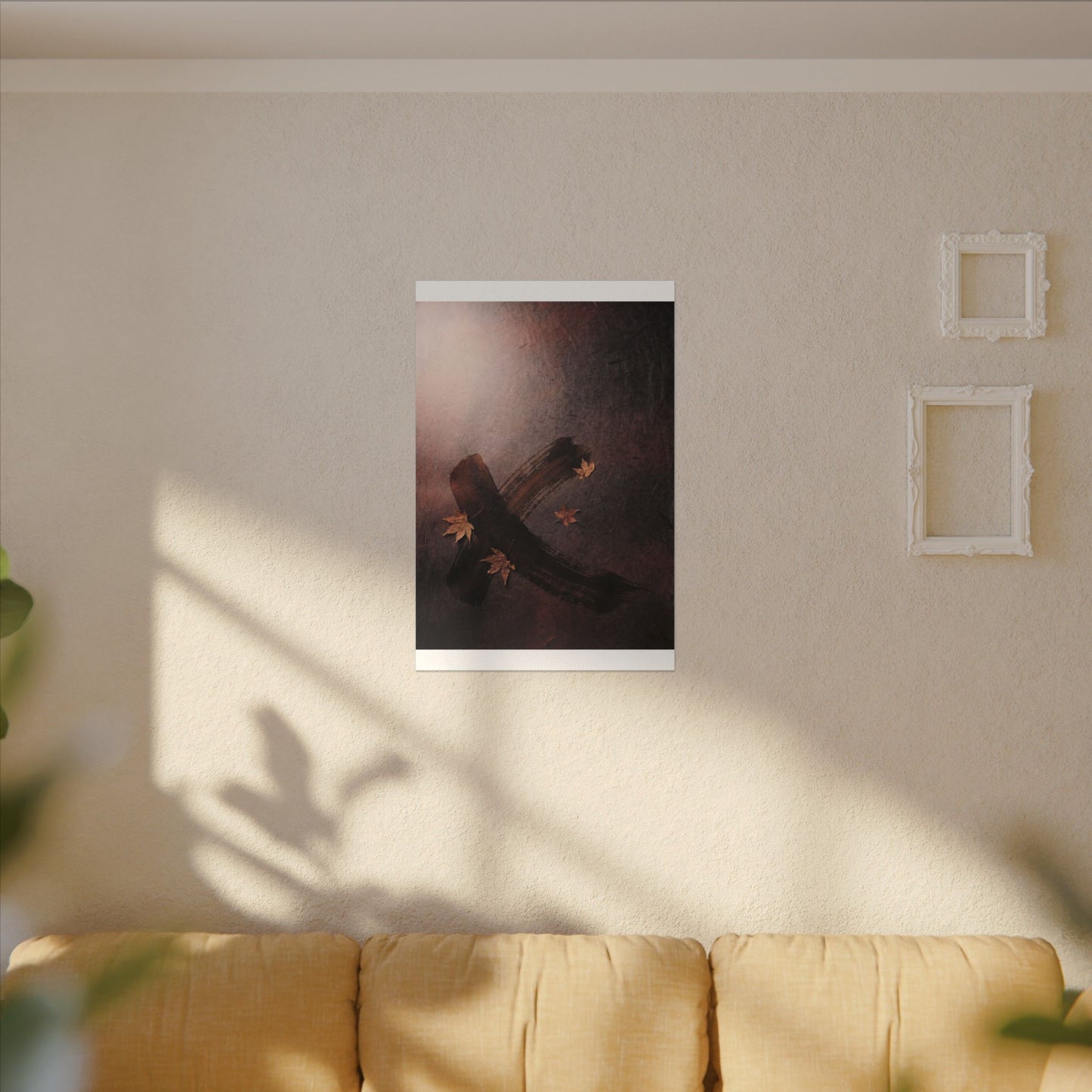 Moody Ink Brushstroke Canvas Art - Moody Minimal Dark Japandi