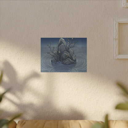Spring Rock Garden Ukiyo E Inspired Canvas Art | Tranquil Decor