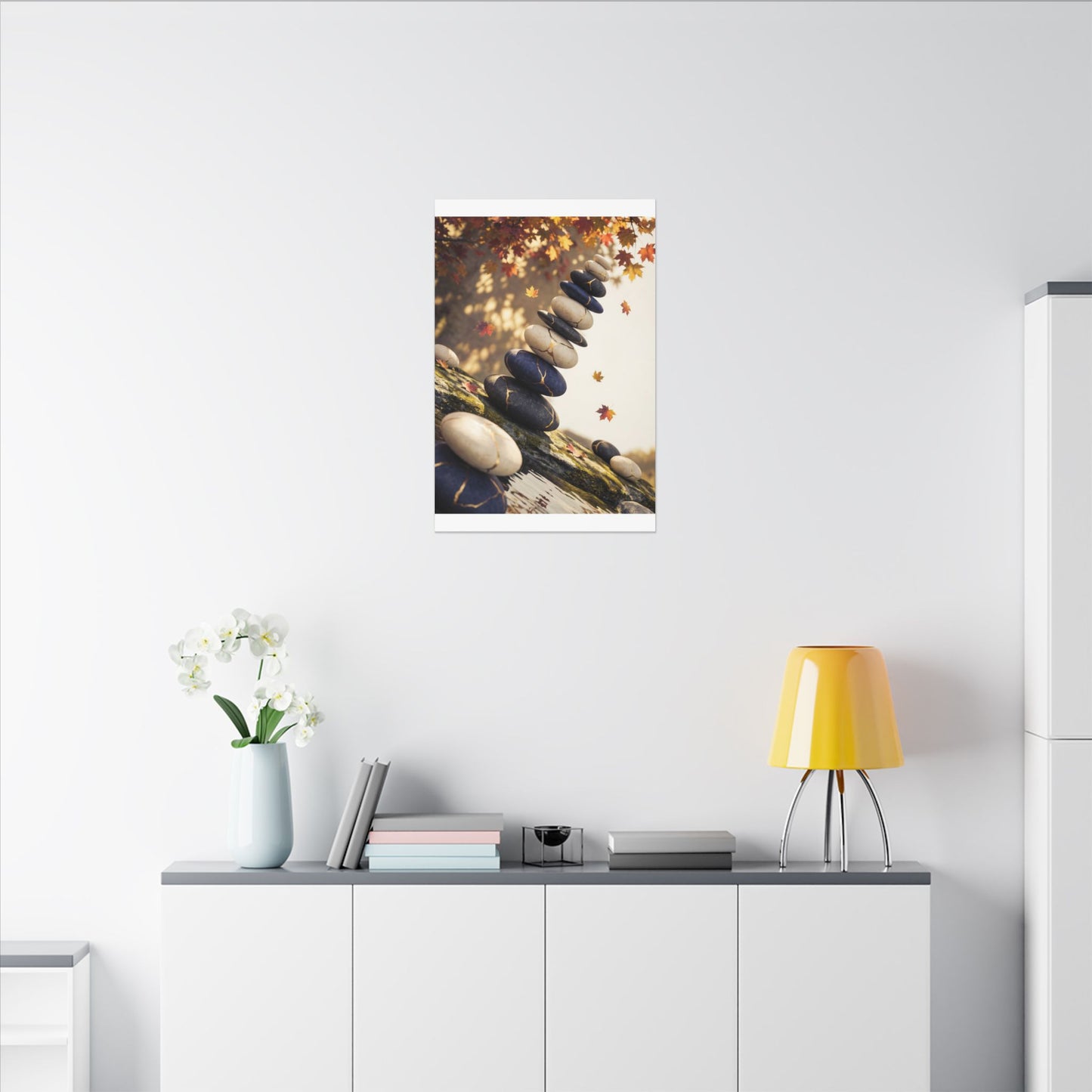 Ma River Stones Canvas Art - Kintsugi Gold Vein
