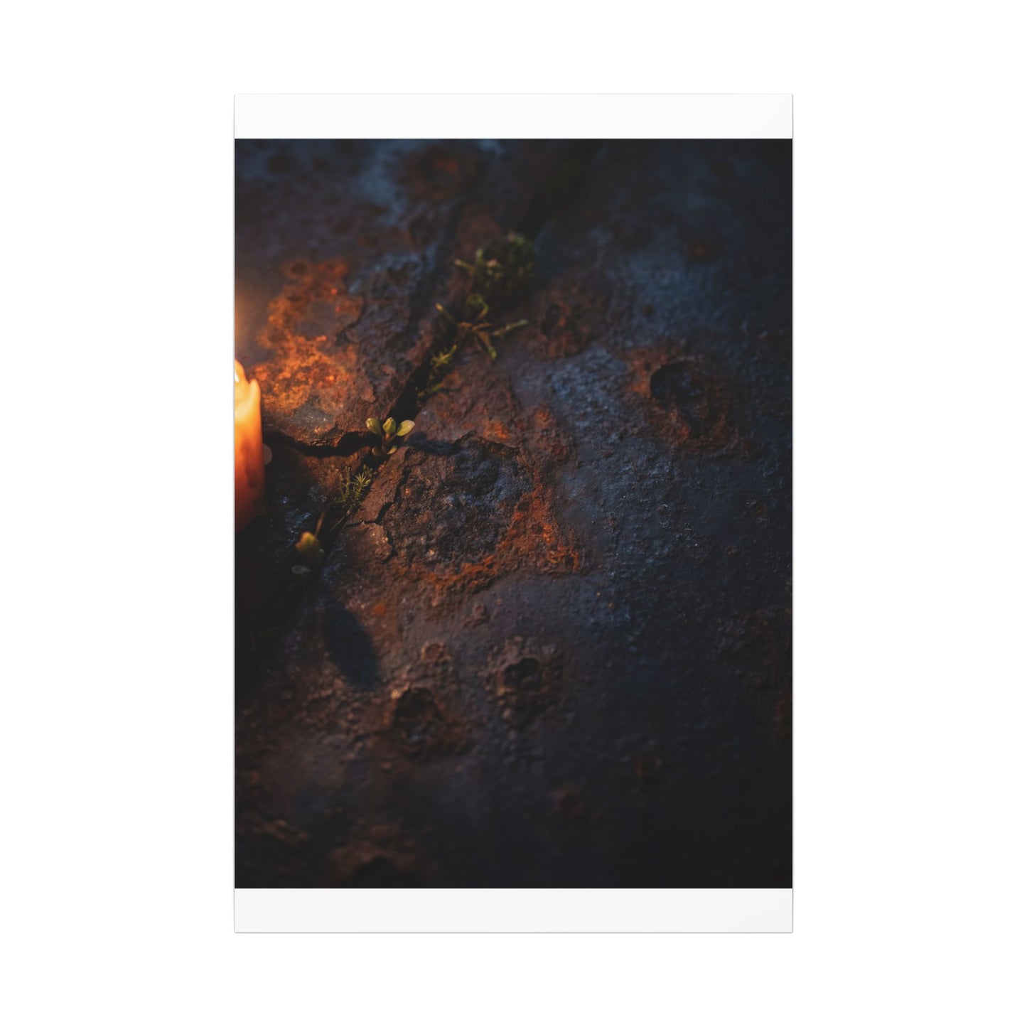 Candlelight Rust Patina Canvas Art - Dark Japandi Ma