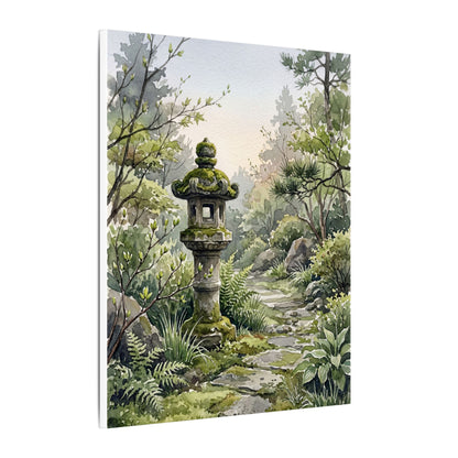 Neutral Stone Lantern Canvas Art - Watercolor Japandi