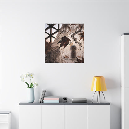 Shoji Screen Autumn Canvas Art | Dark Japandi Atmospheric Design