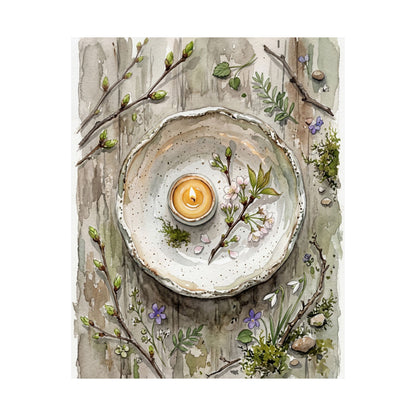 Spring Ceramic Bowl Watercolor Wall Art Print | Elegant Decor