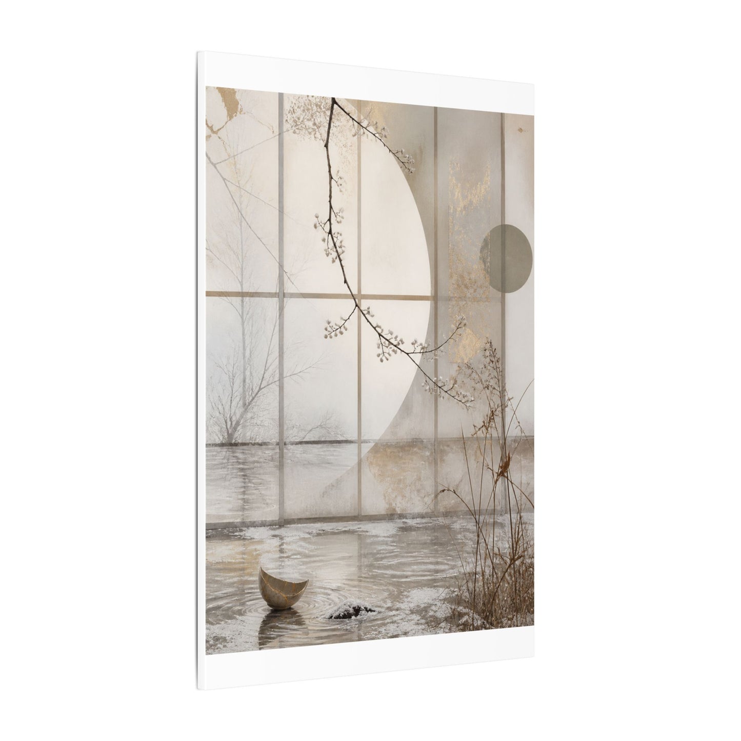 Winter Shoji Screen Japanese Pattern Canvas Art | Elegant Decor