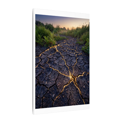 Cracked Earth Canvas Art | Summer Kintsugi Crackle Gold Art