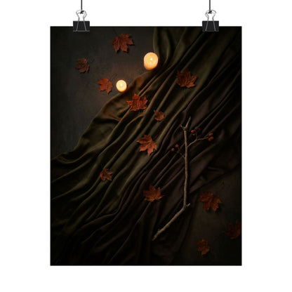Candlelight Silk Drape Wall Art Print - Dark Japandi Datsuzoku