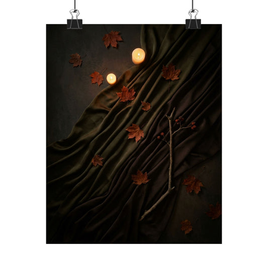 Candlelight Silk Drape Wall Art Print - Dark Japandi Datsuzoku