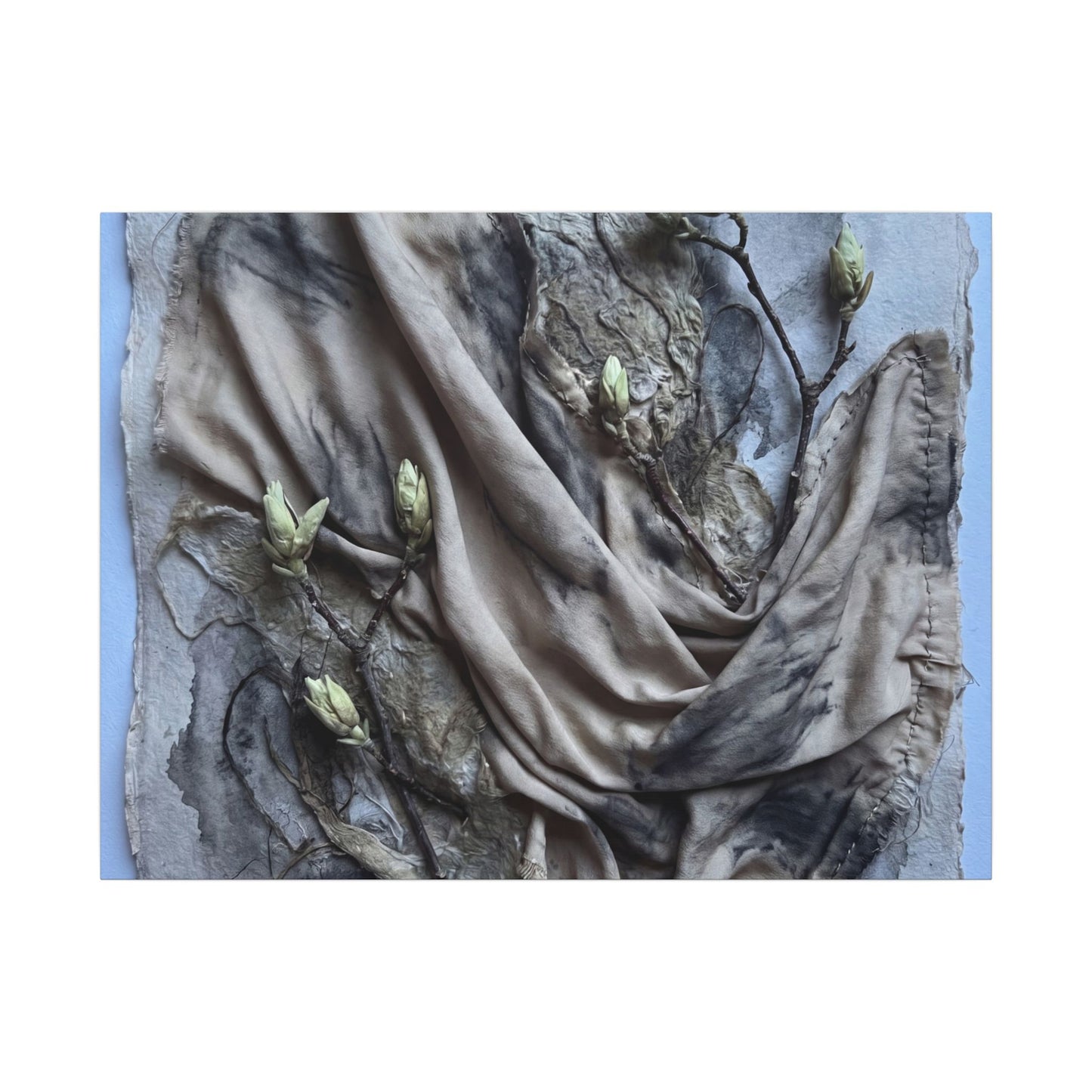 Japandi Silk Drape in Moonlight | Texture Canvas Art Art Print