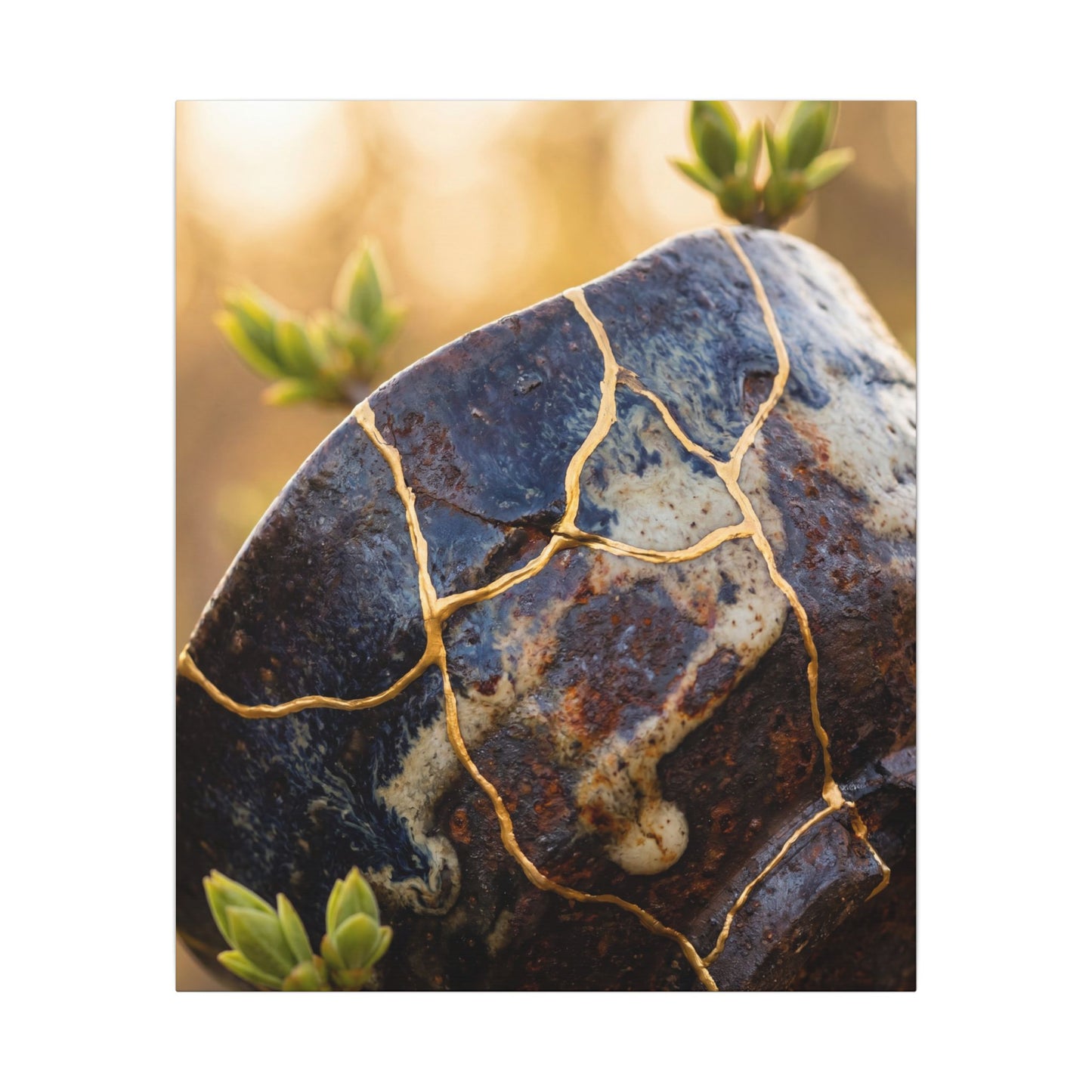 Fukinsei Rust Patina Canvas Art - Kintsugi Gold Repair
