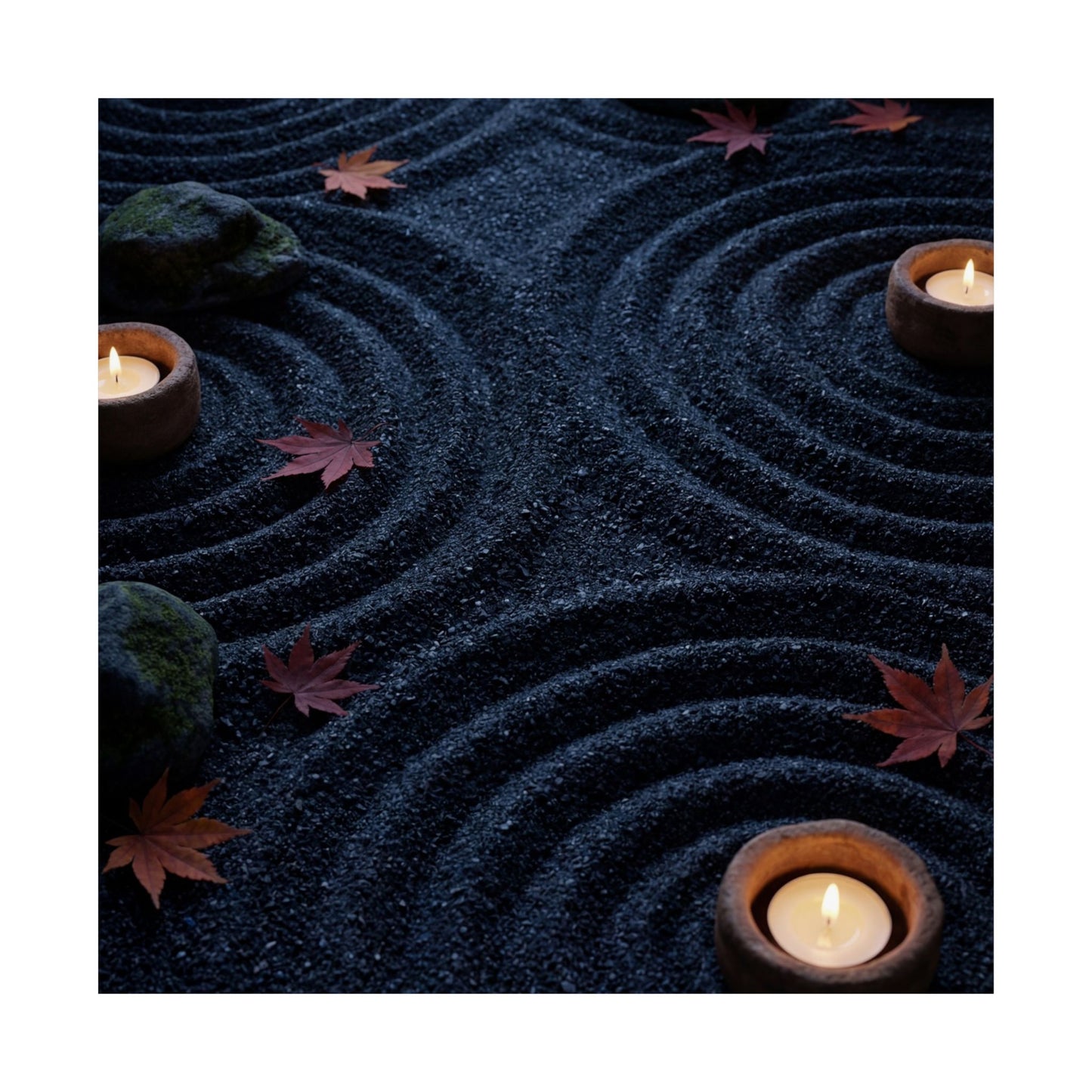 Autumn Rock Garden Dark Texture Wall Art Print | Luxurious Decor