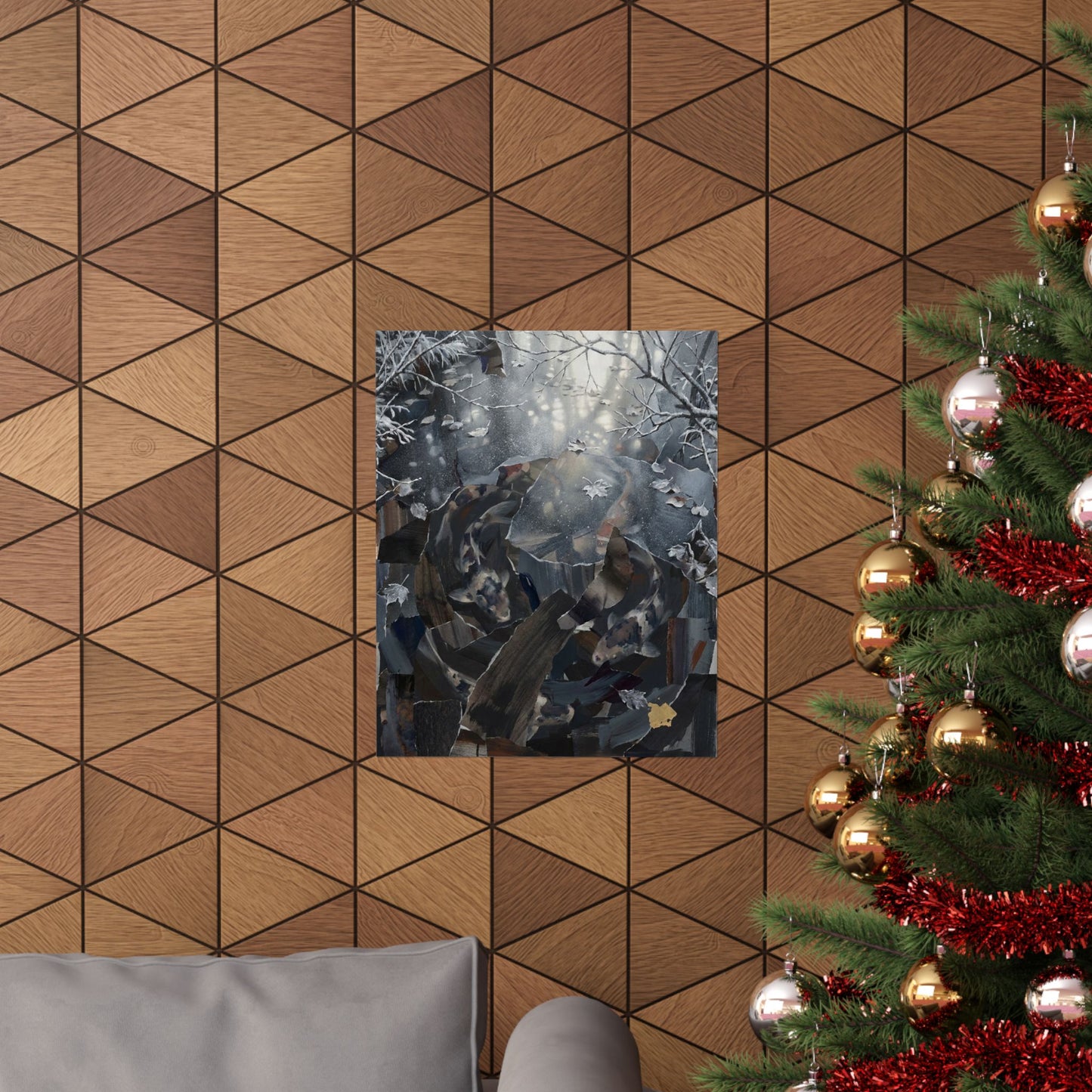 Koi Pond Wall Art Print | Winter Dark Japandi Shadow Zen Art