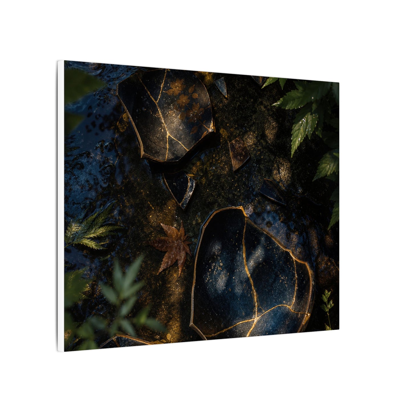 Dark Japandi Broken Pottery in Dappled | Shadow Zen Canvas Art