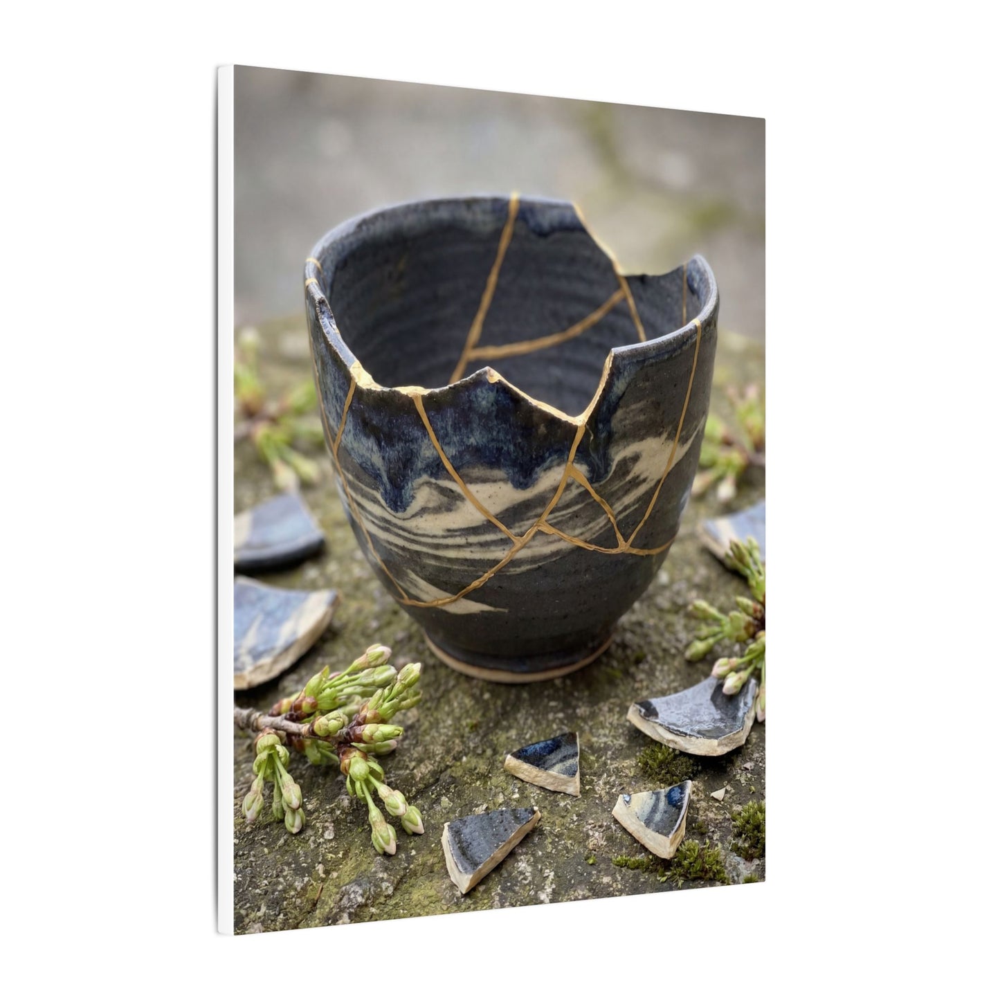 Datsuzoku Ceramic Bowl Canvas Art - Kintsugi Gold Repair