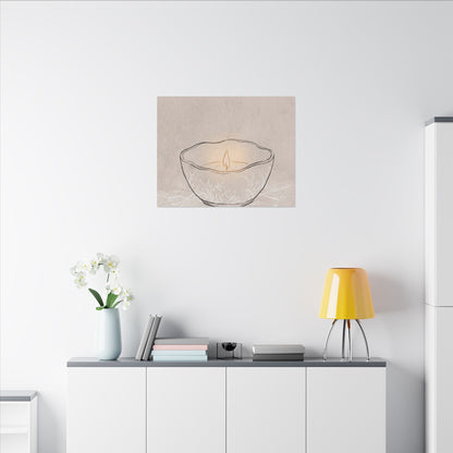 Ceramic Bowl Minimal Line Canvas Art | Neutral Japandi Art