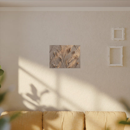 Japandi Dried Flowers in Golden Hour | Watercolor Canvas Art