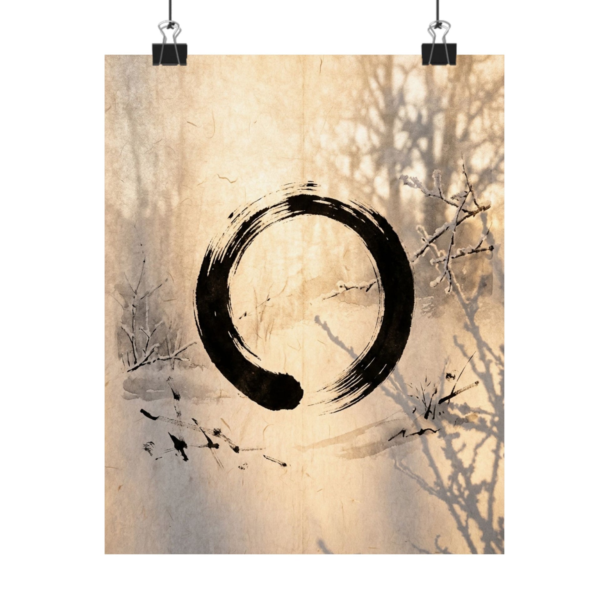 Shoji Screen Wall Art Print | Winter Zen Enso Art Art Print