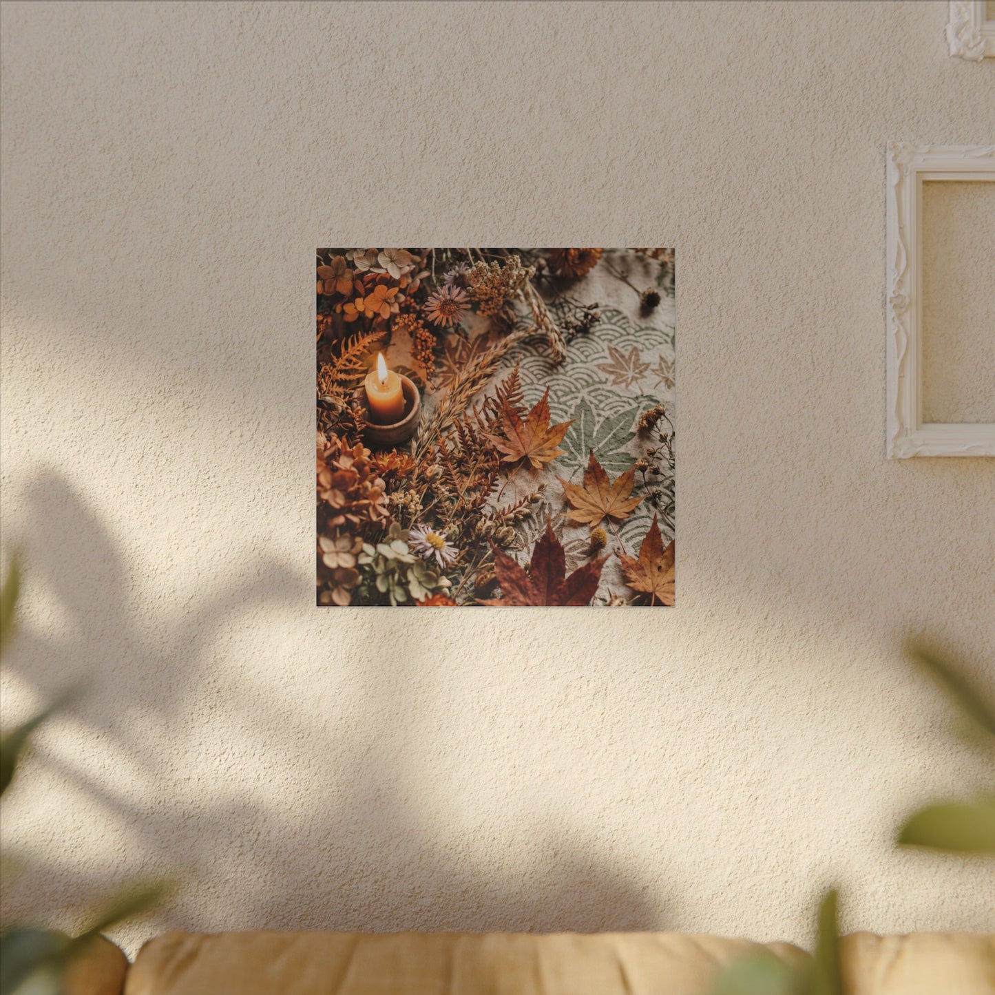 Candlelight Dried Flowers Canvas Art - Japandi Seijaku