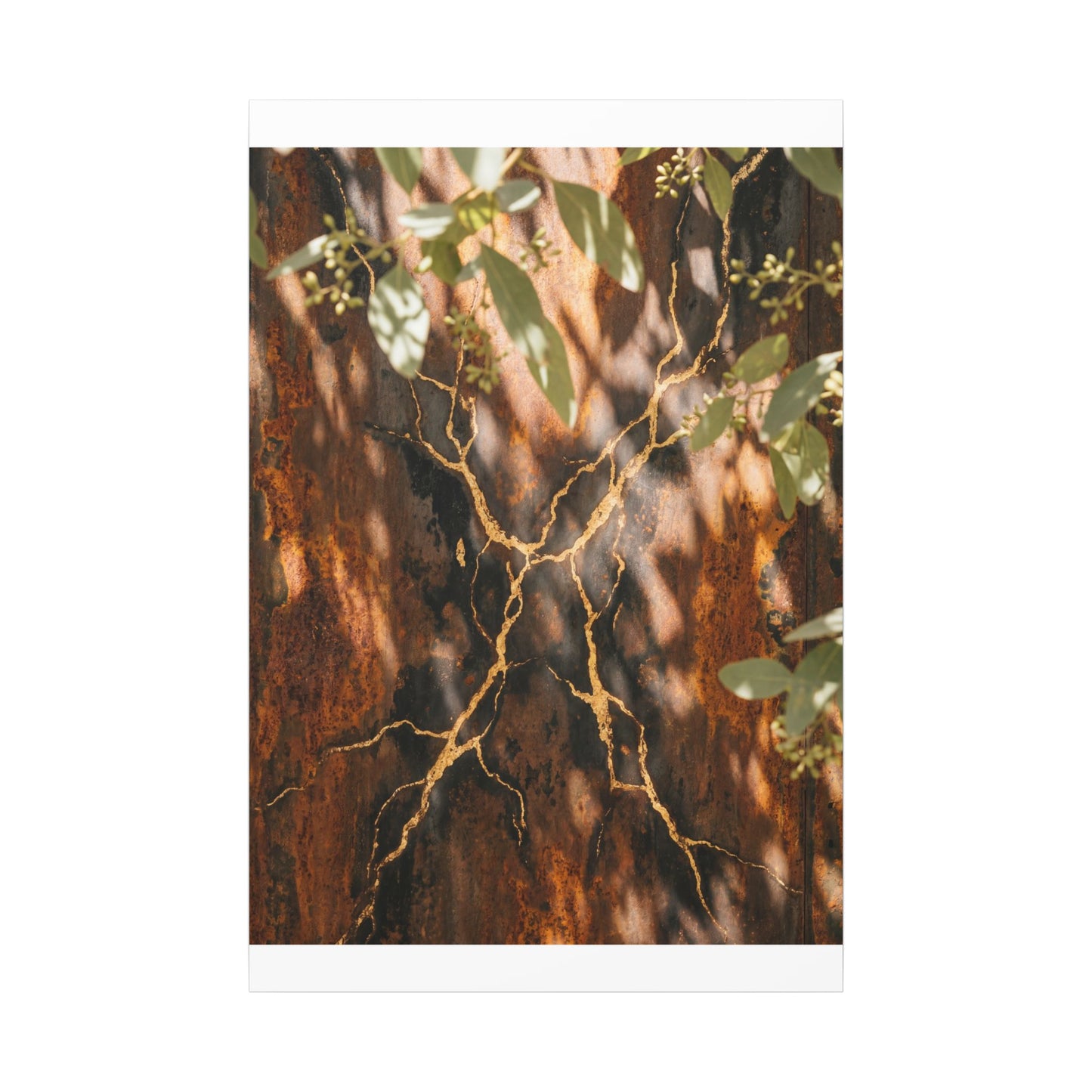 Kanso Rust Patina Canvas Art - Kintsugi Gold Vein