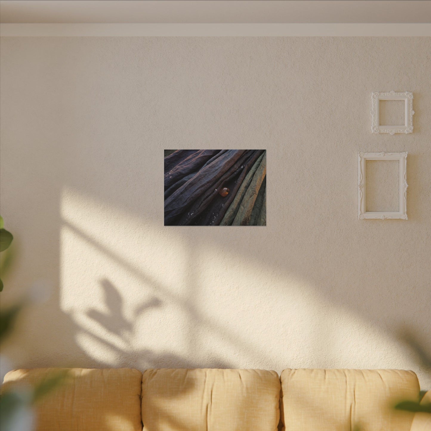 Silk Drape Shadow Zen Canvas Art | Moody Dark Japandi Art