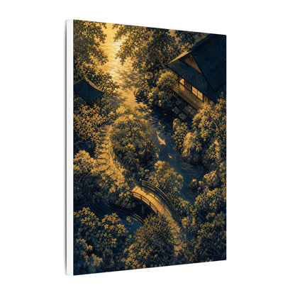 Contemplative Moonlit Garden Canvas Art - Ukiyo E Inspired Zen