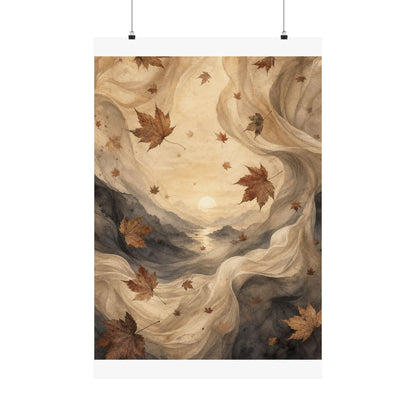 Silk Drape Wall Art Print | Autumn Japandi Watercolor Art