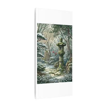 Stone Lantern Winter Canvas Art | Japandi Warm Design