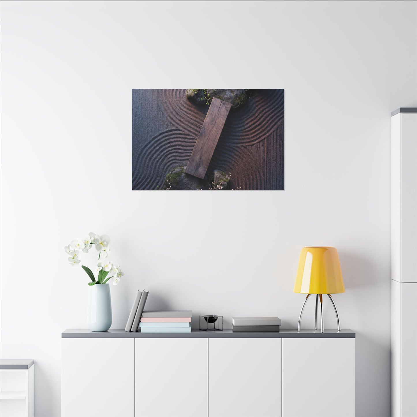 Spring Rock Garden Moody Minimal Canvas Art | Atmospheric Decor