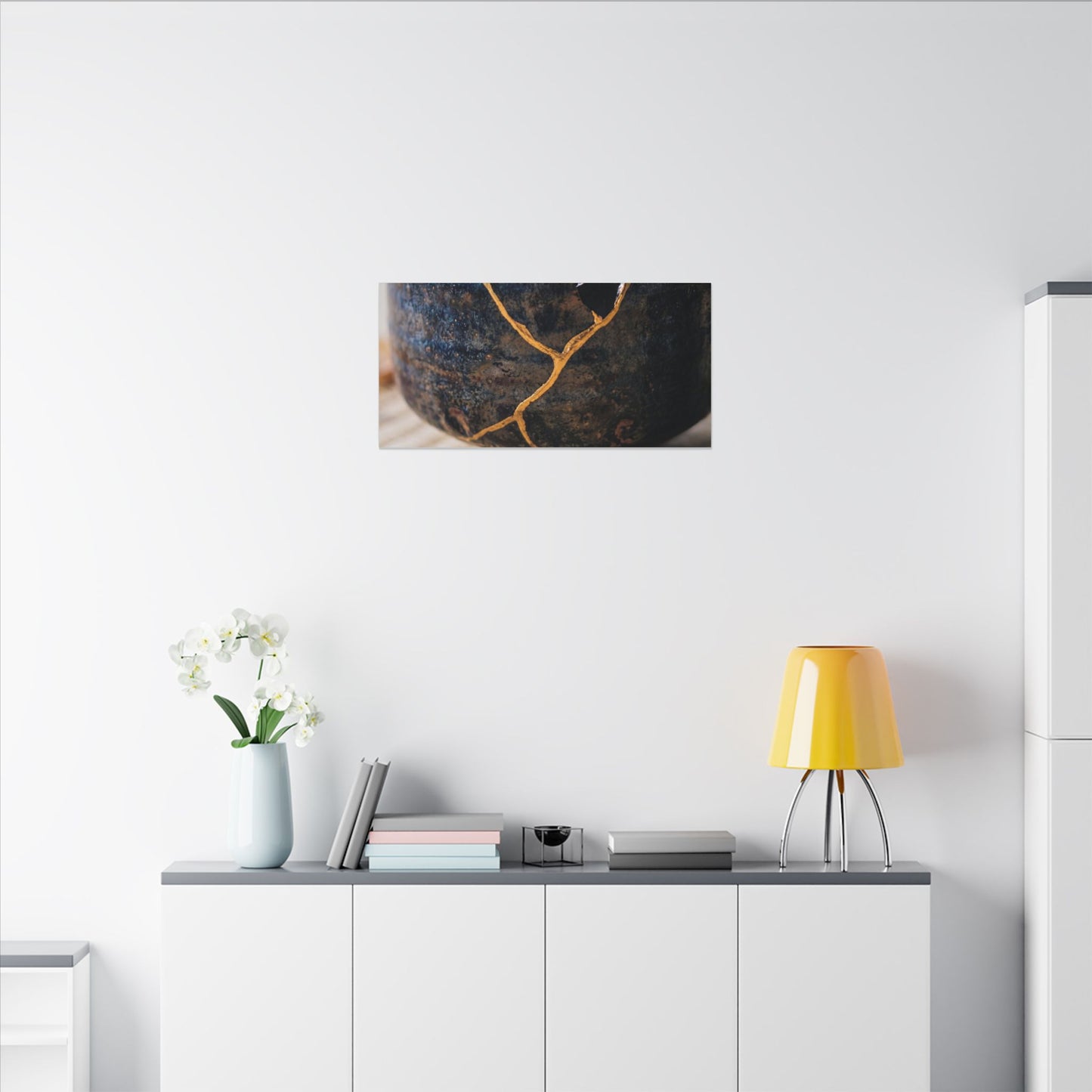 Tea Ceremony Autumn Canvas Art | Kintsugi Healing Design