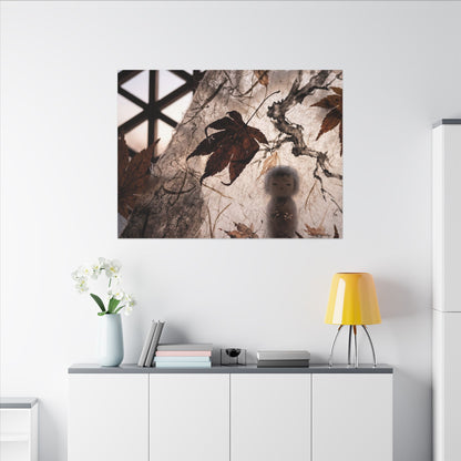 Shoji Screen Autumn Canvas Art | Dark Japandi Atmospheric Design