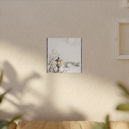 Moonlit Garden Spring Canvas Art | Zen Contemplative Design