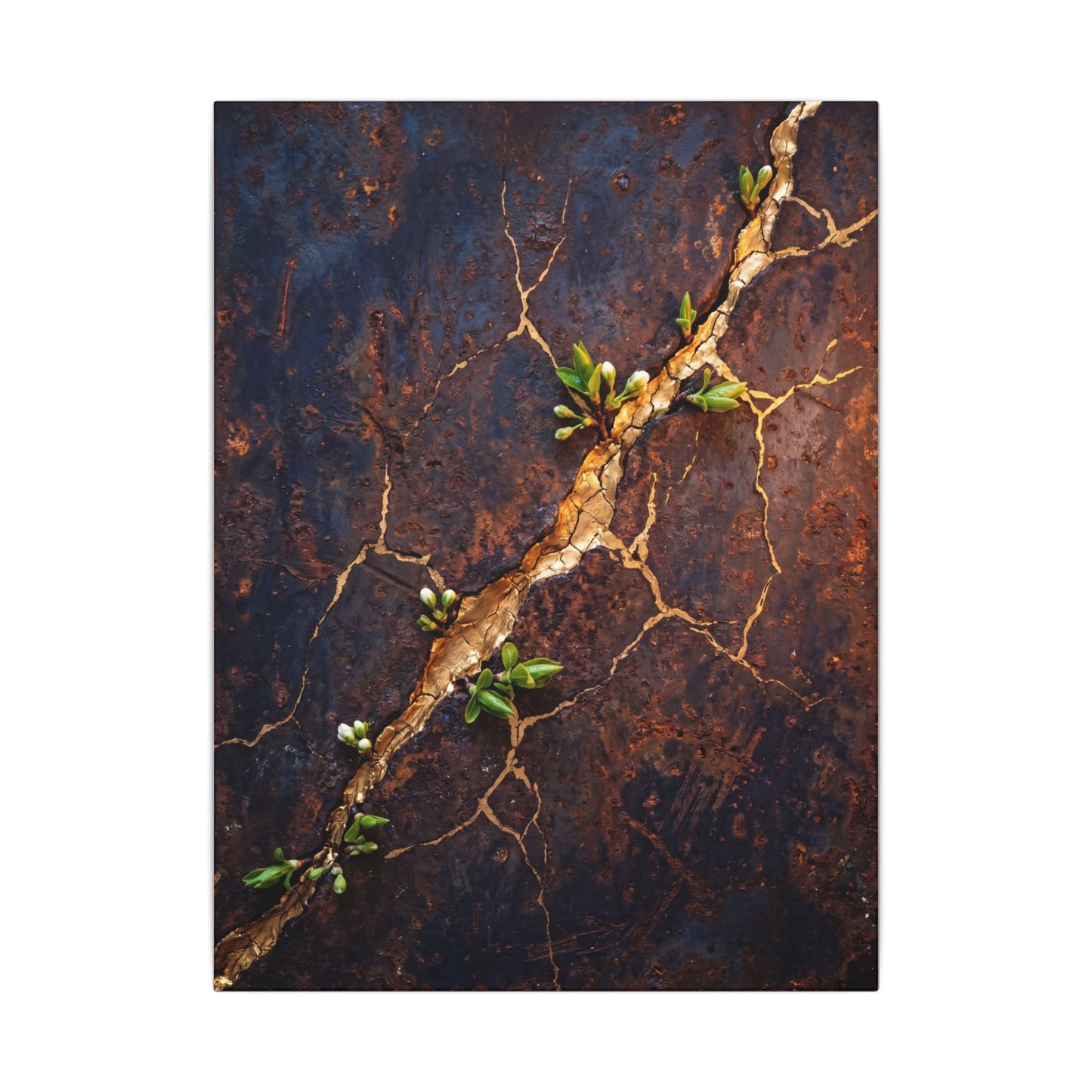 Rust Patina Spring Canvas Art | Kintsugi Resilient Design