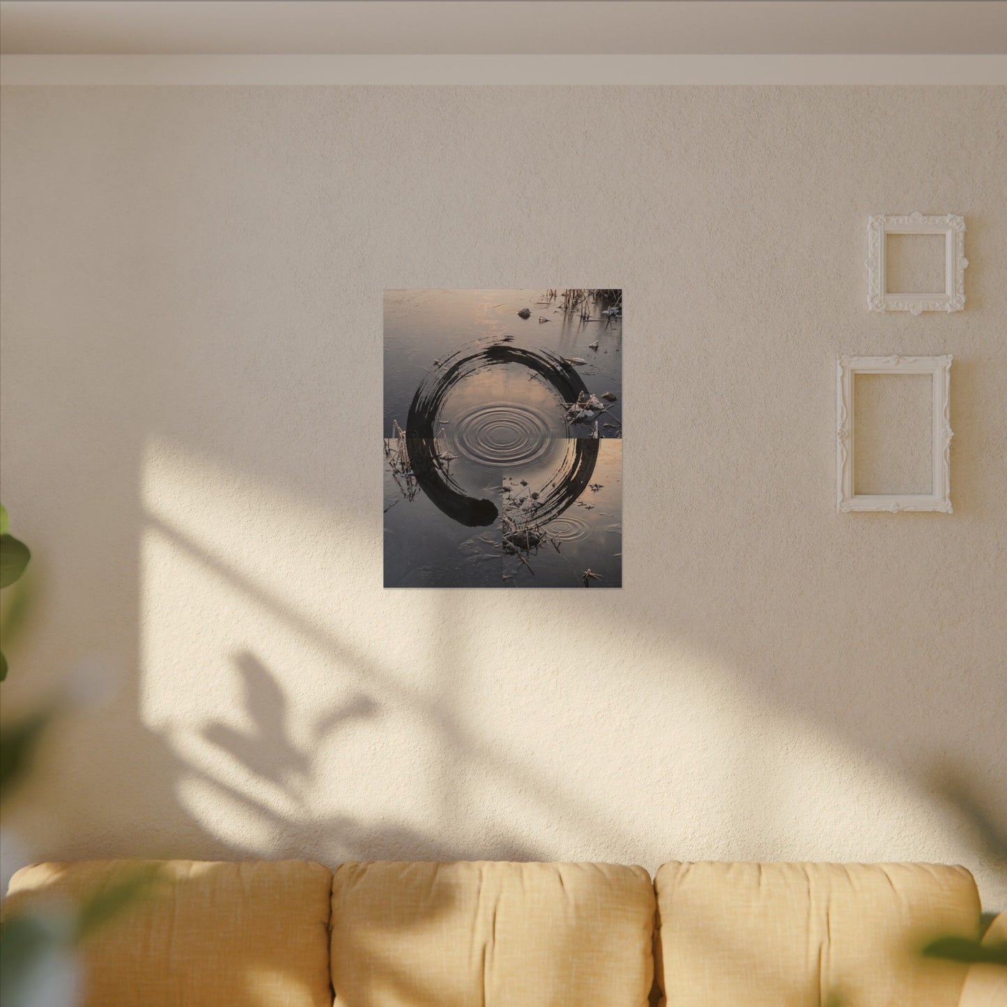 Winter Water Ripple Enso Canvas Art | Tranquil Decor
