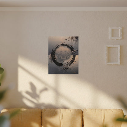 Winter Water Ripple Enso Canvas Art | Tranquil Decor