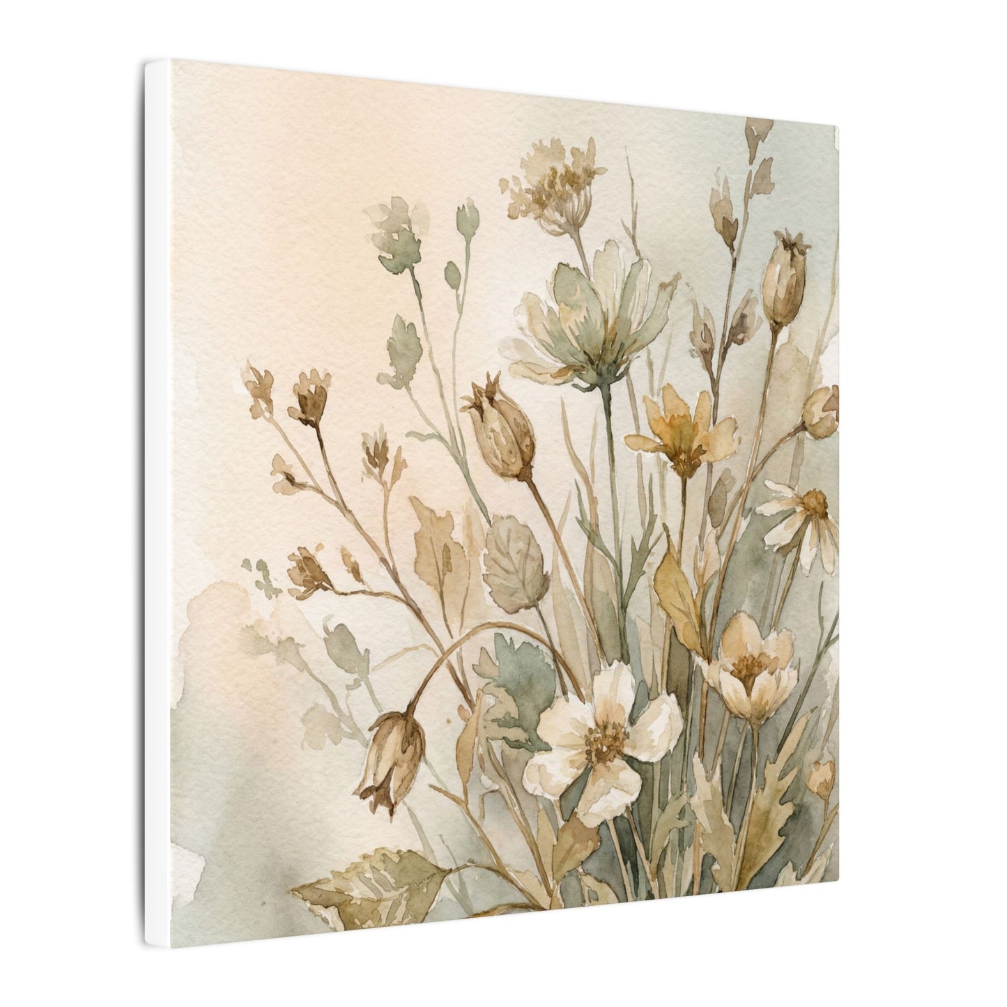 Summer Dried Flowers Watercolor Canvas Art | Elegant Decor