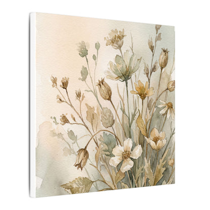 Summer Dried Flowers Watercolor Canvas Art | Elegant Decor