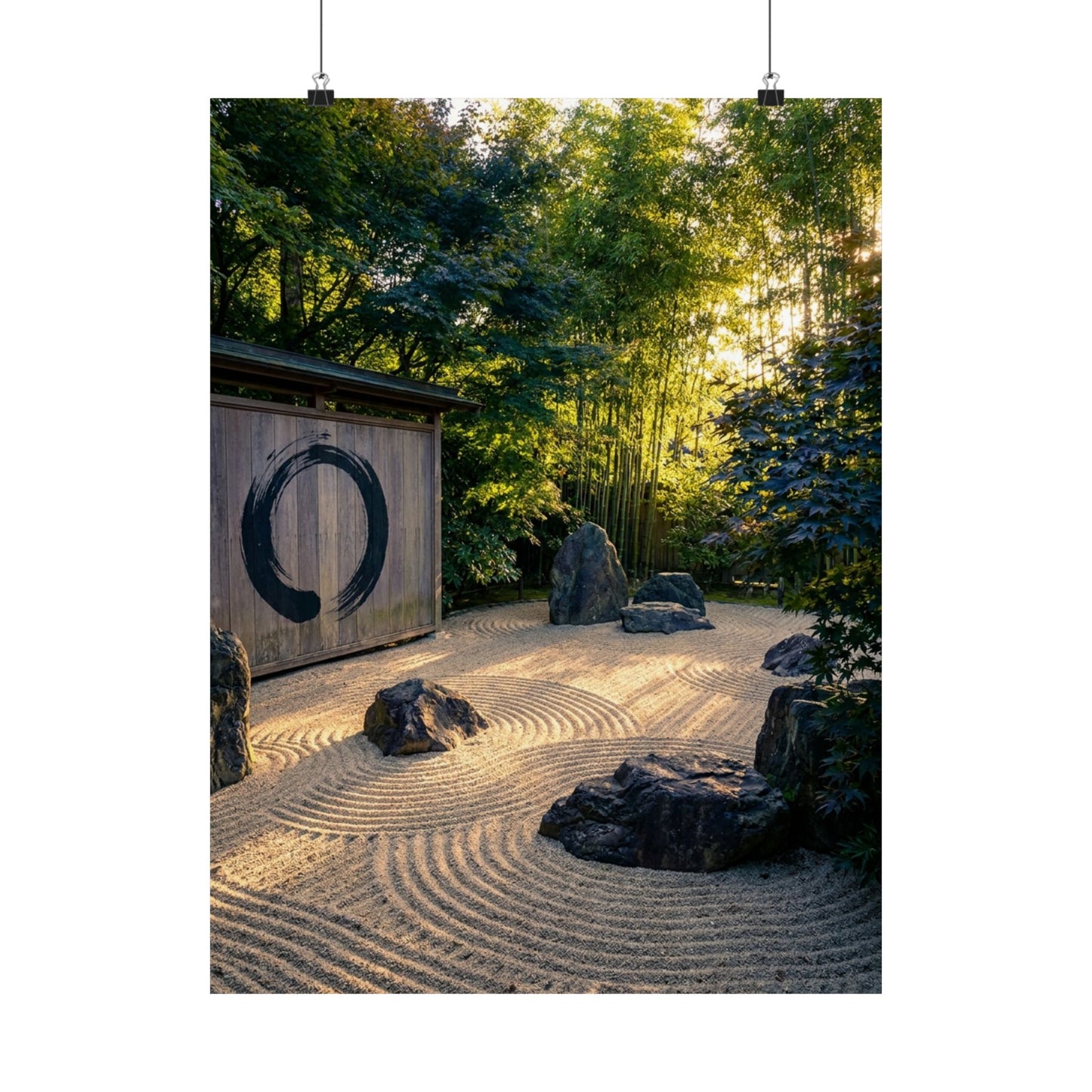 Golden Hour Rock Garden Wall Art Print - Zen Mono No Aware