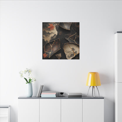 Broken Pottery Gold Vein Canvas Art | Philosophical Kintsugi Art