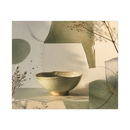 Warm Ceramic Bowl Canvas Art - Minimal Line Japandi