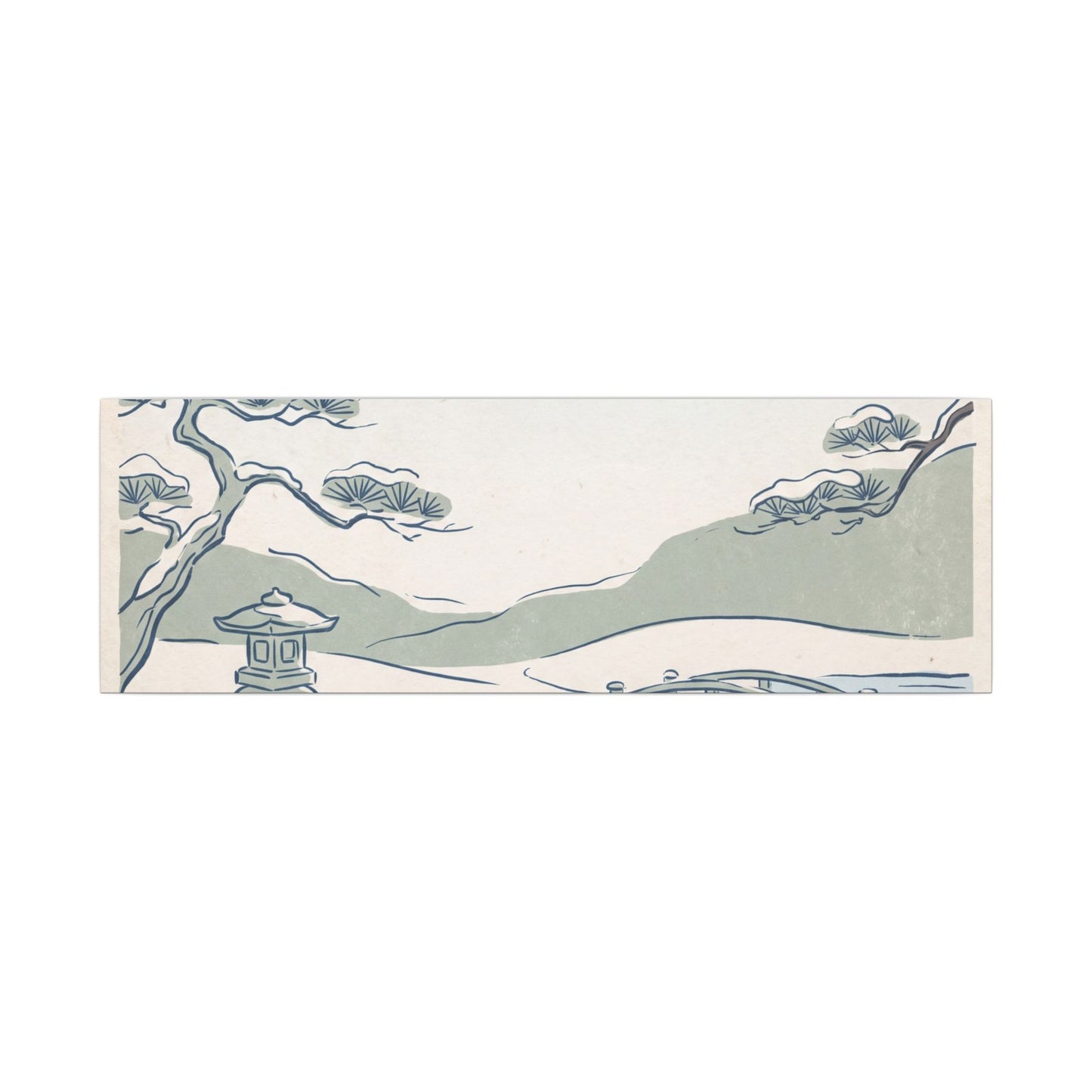 Japandi Moonlit Garden in Moonlight | Minimal Line Canvas Art
