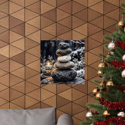 River Stones Wall Art Print | Winter Japandi Watercolor Art