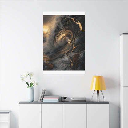 Kanso Ocean Wave Canvas Art - Kintsugi Gold Vein