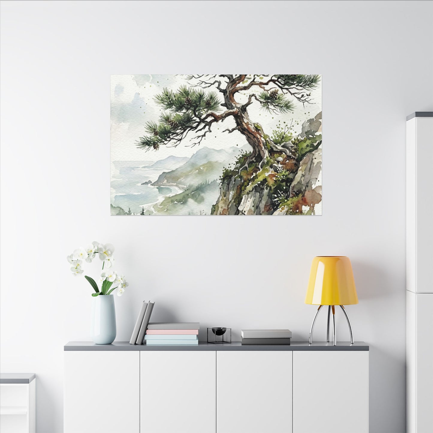 Pine Tree Spring Canvas Art | Japandi Neutral Design